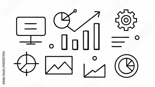 Graphs and charts line editable icons set vector illustration made for data visualization dashboards analytics tools and reporting interfaces