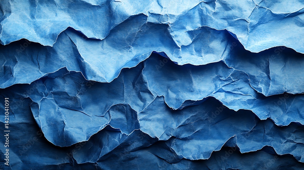 crumpled blue paper as a background, closeup of photo crumpled blue paper as a background, closeup of photo