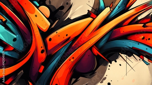 Vibrant abstract graffiti art features dynamic lines and shapes