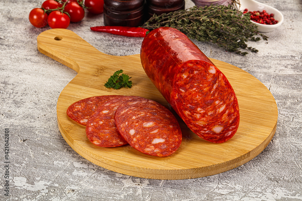 Italian Chorizo sausage with slices