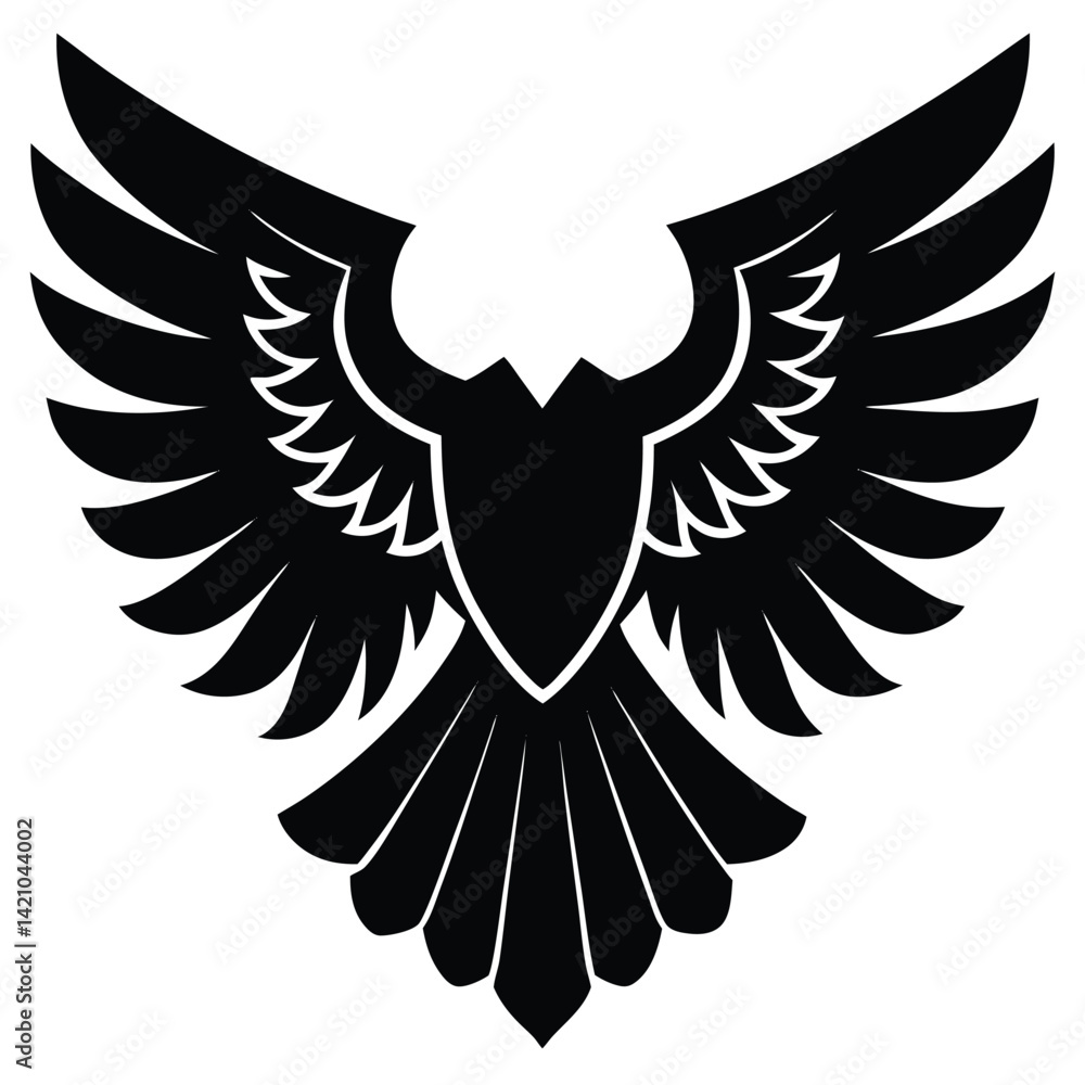 Obraz premium Eagle icons Flying eagle silhouette vector art illustration on white background.