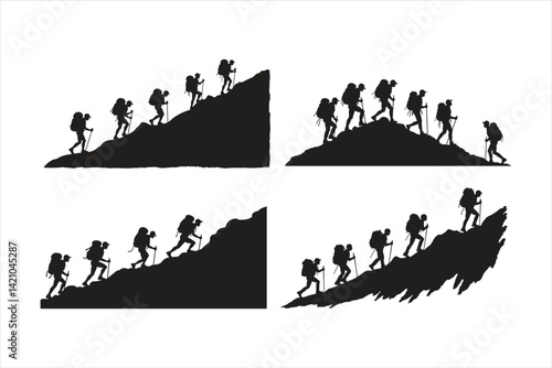 Group of Hikers Silhouette