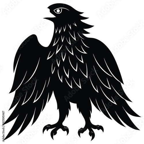 Eagle icons Flying eagle silhouette vector art illustration on white background.