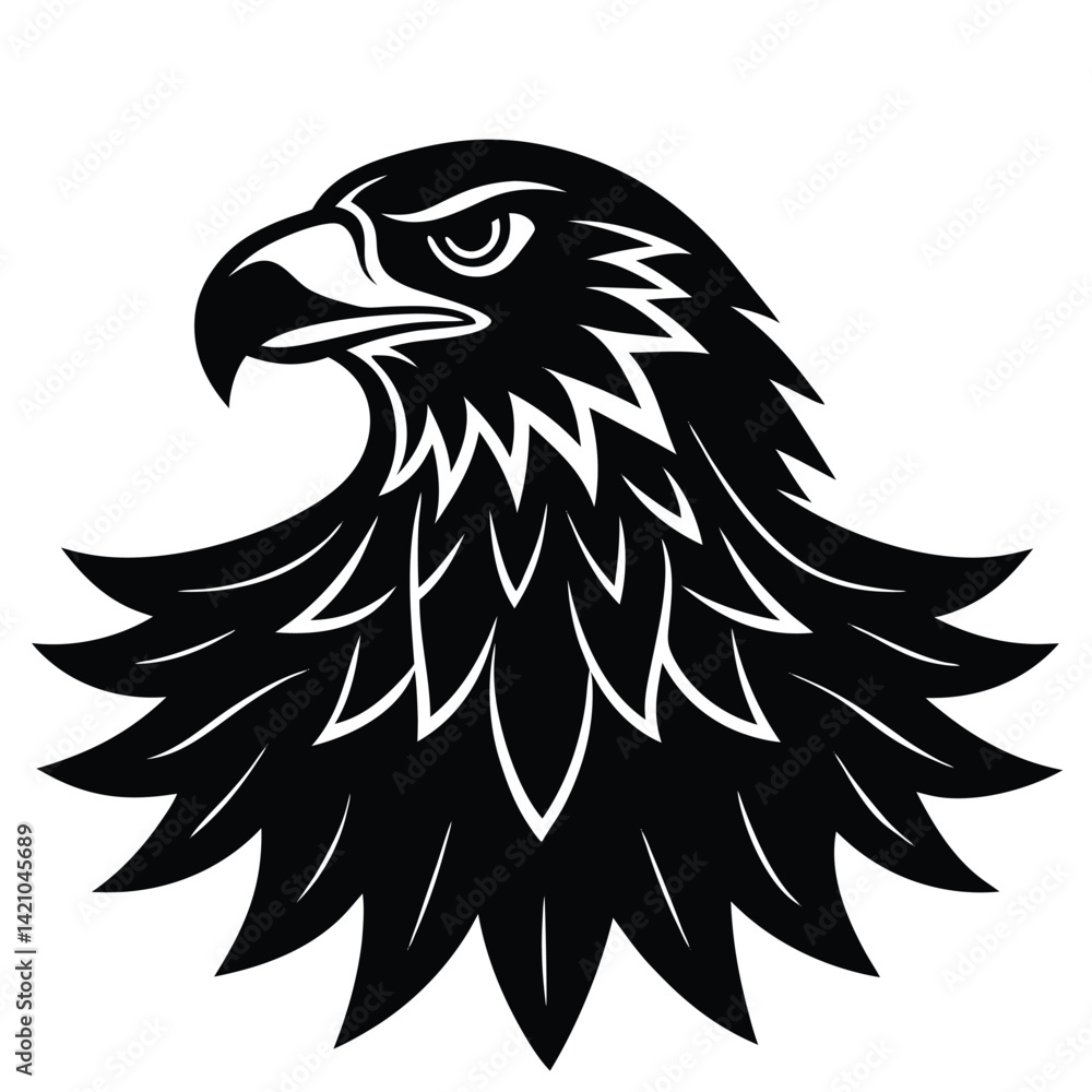 Obraz premium Eagle icons Flying eagle silhouette vector art illustration on white background.