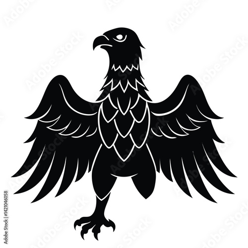 Eagle icons Flying eagle silhouette vector art illustration on white background.