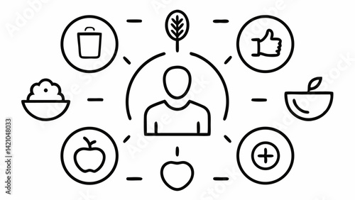 Lifestyle line icons set showcasing editable vector illustrations of daily activities, health habits, personal hobbies, and everyday wellness and relaxation symbols.
