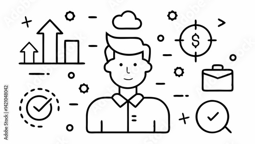 Leadership line icons set featuring editable vector illustrations representing team building, decision-making, guidance, and motivational leadership concepts.