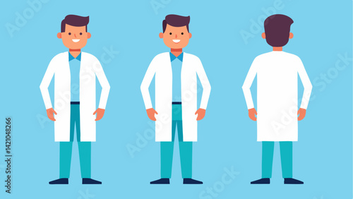 Editable icon set of male surgeon and hospital staff characters including radiologists, ideal for healthcare apps, clinics, and medical service vector illustrations.