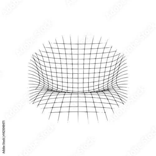 Abstract 3D Grid Distortion: Gravitational Well Illustration
