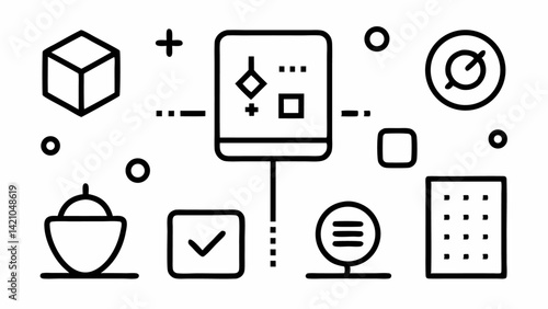 Editable measuring icons in line style showcasing illustrations of measuring equipment, accuracy tools, metric units, and scientific measurement visuals.