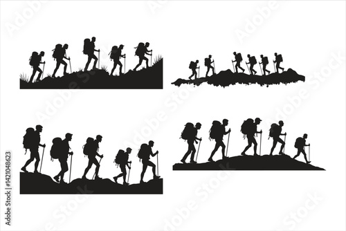Group of Hikers Silhouette