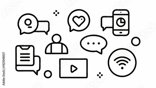 Editable message icons vector set featuring communication tools, chat symbols, messaging app elements, inbox visuals, and digital correspondence in line icon style.