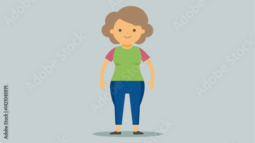 Casual woman vector character constructor featuring editable middle-aged female poses, clothing variations, hairstyles, and everyday lifestyle character design elements.
