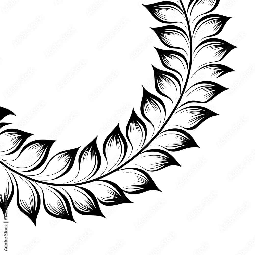 Obraz premium Elegant Floral Branch Border, Black on Cream, Vector Design