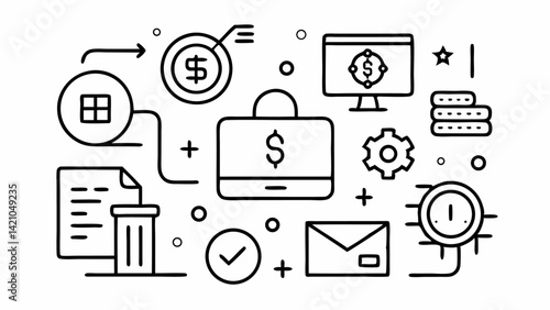 Online money transfer icon collection in a modern line style perfect for finance apps, banking websites, and secure transaction interfaces with editable vector formats
