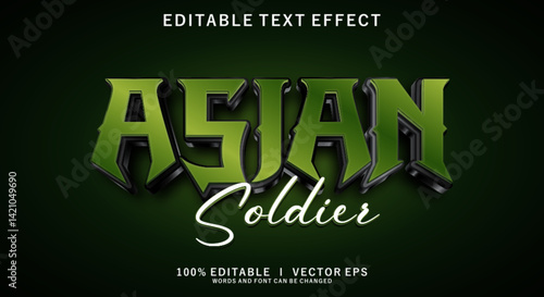 asian soldier 3d vector text effect with modern style design