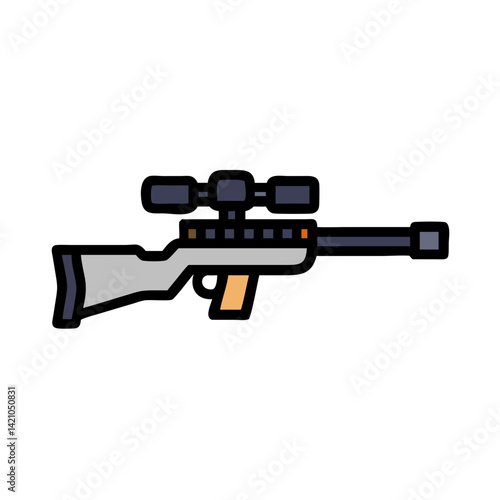Sniper Rifle with Scope Icon Design