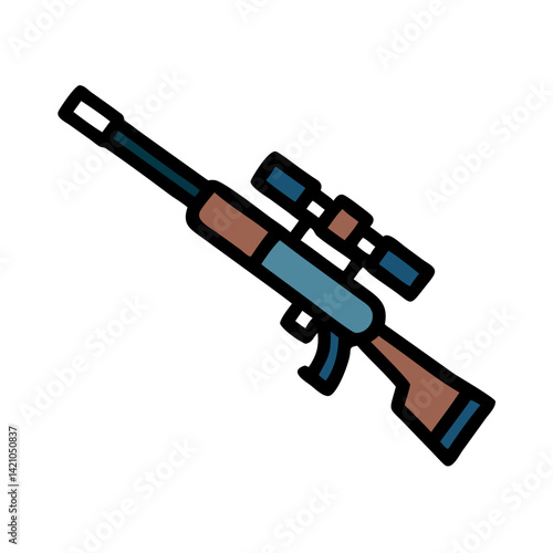 Sniper Rifle with Scope Icon Design