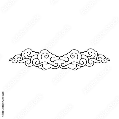 Elegant Cloud Silhouette Design, Asian-Inspired Vector Art