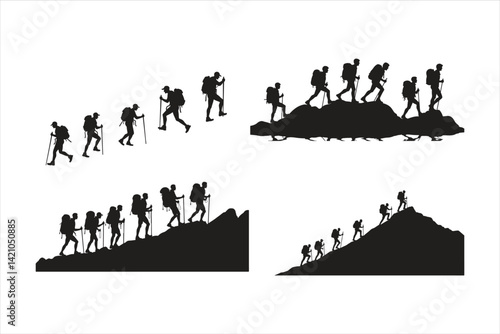 Group of Hikers Silhouette