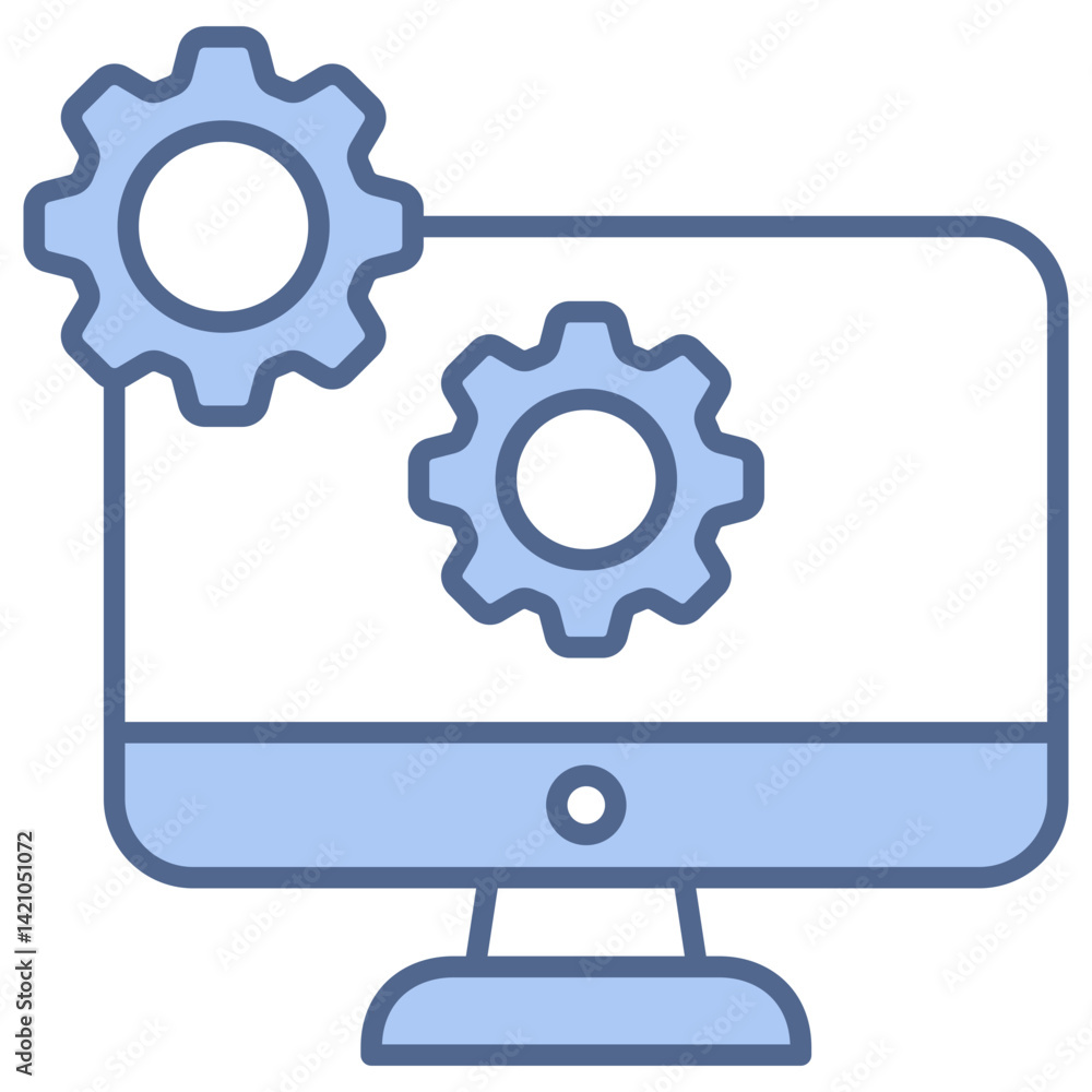 Computer Setting Blue Icon Computer Setting Blue Icon