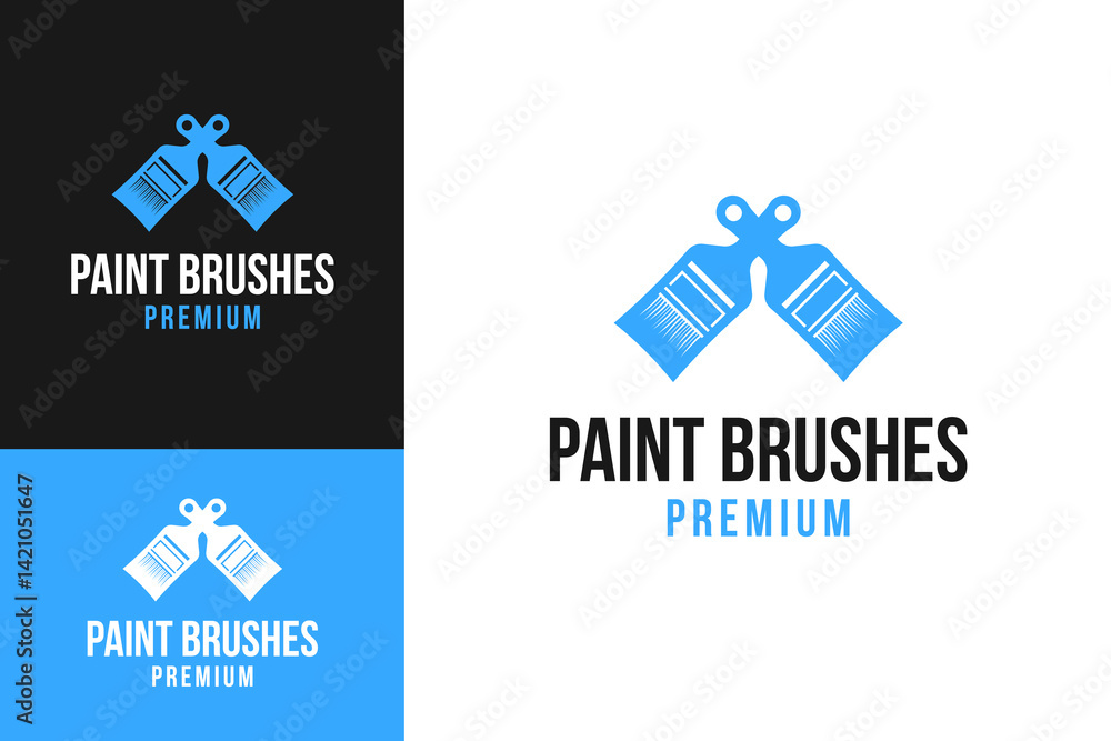 Fototapeta premium Paint brushes cross logo design vector template illustration