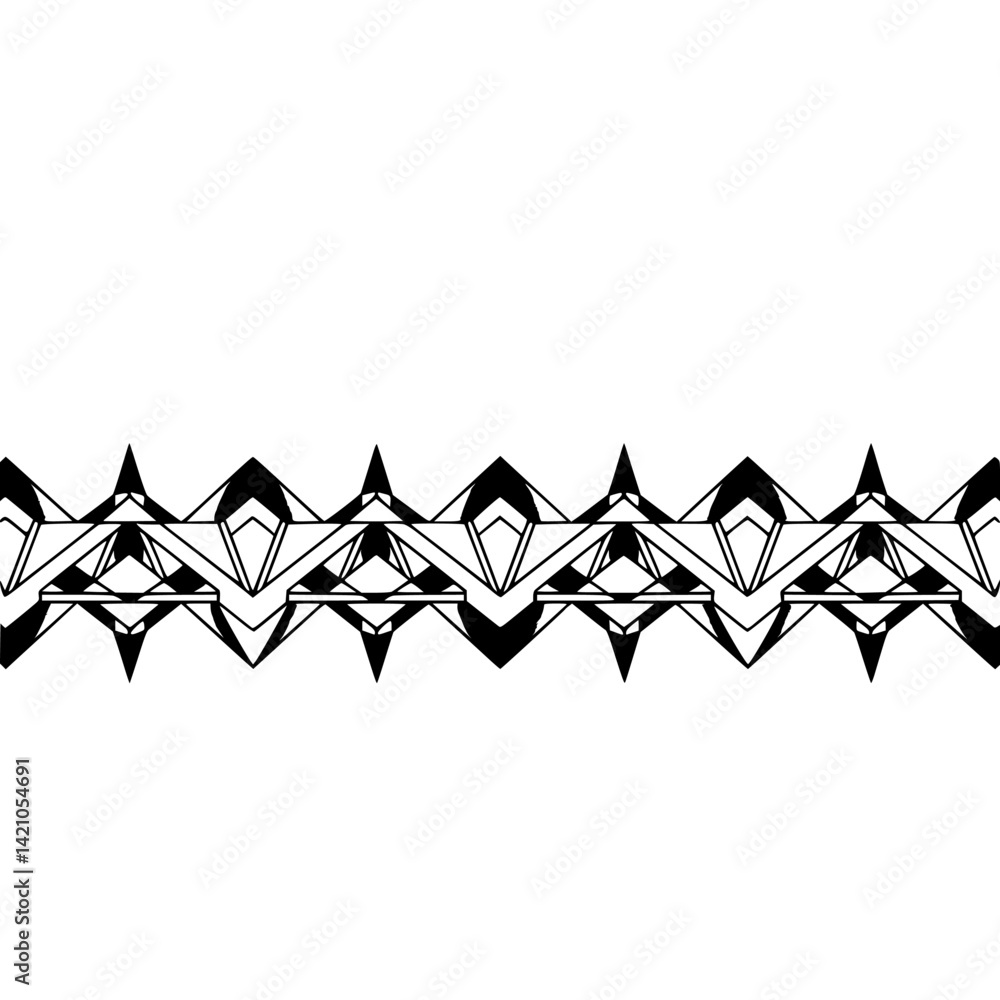Fototapeta premium Geometric Pattern Border, Abstract Black & White Design