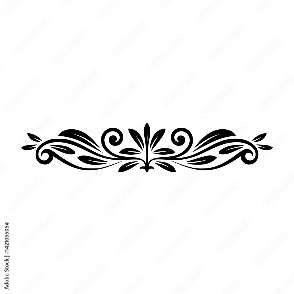 Fototapeta premium Elegant Black Floral Border Ornament, Decorative Design Element