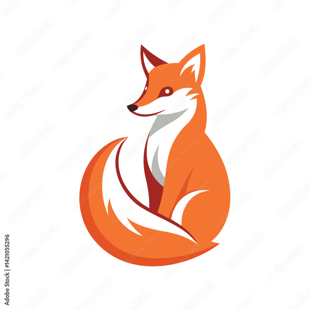 Elegant Vector Illustration of a Sitting Fox Elegant Vector Illustration of a Sitting Fox