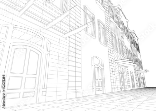 3D illustration of street and city