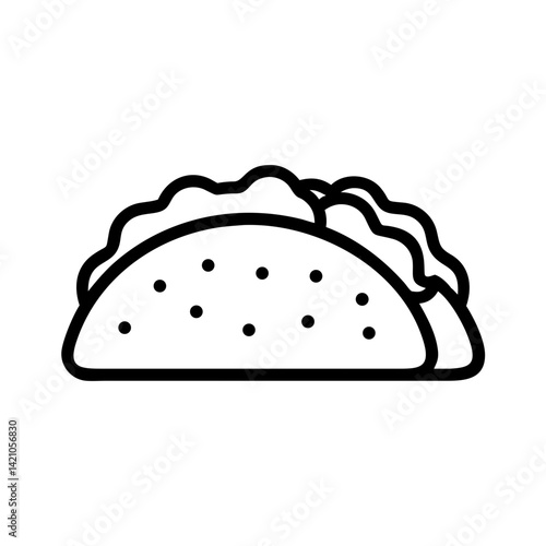 Taco with Lettuce and Filling Icon Design