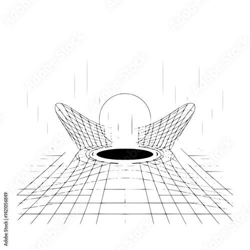 Conceptual Black Hole Illustration, Minimalist Line Art Design