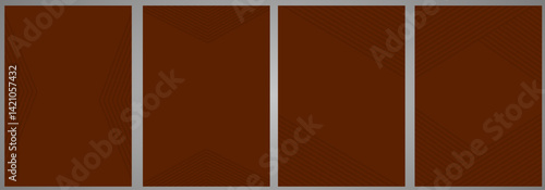 Cover template set with 4 different shape | Line stripe pattern with many angle for book cover, card, flyer, banner, poster, business | Abstract vector background with brown color