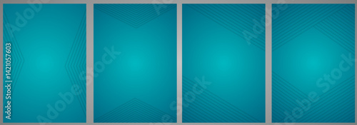 Cover template set with 4 different shape | Line stripe pattern with many angle for book cover, card, flyer, banner, poster, business | Abstract vector background with blue gradient color