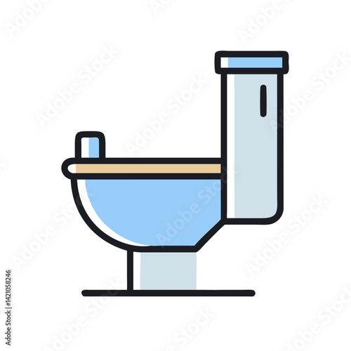 Toilet with Flush Tank Icon Design