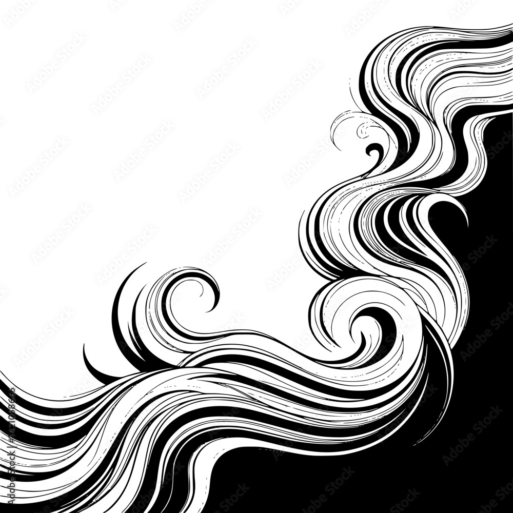 Fototapeta premium Flowing Lines Vector Art: Black and White Abstract Design