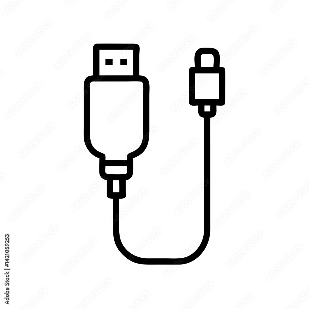 USB Cable with Connectors Icon Design USB Cable with Connectors Icon Design