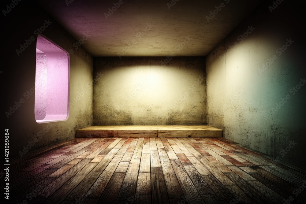 Empty room with wooden floor and wall Empty room with wooden floor and wall