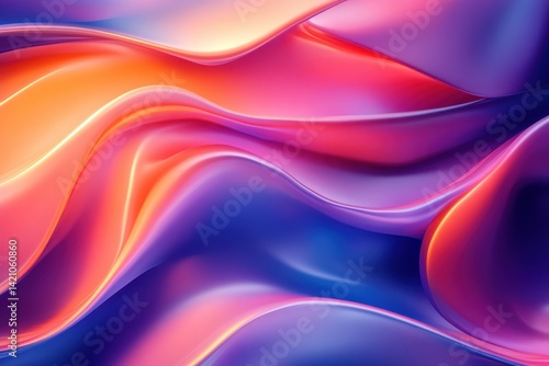 Glossy wavy texture with bright colors of orange, pink and purple. Ideal for website backgrounds, social media or other graphic design projects.