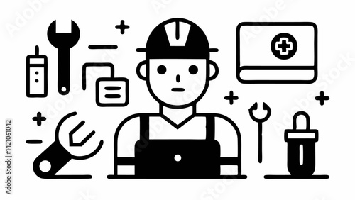 Repair Tools and Fixing Editable Icon Set in Clean Line Vector Format Ideal for DIY Websites Maintenance Services and Technical Support Content
