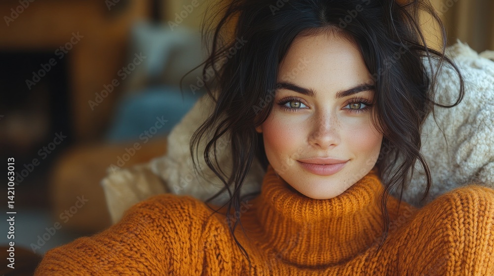 Portrait of a Beautiful Woman in an Orange Sweater Portrait of a Beautiful Woman in an Orange Sweater