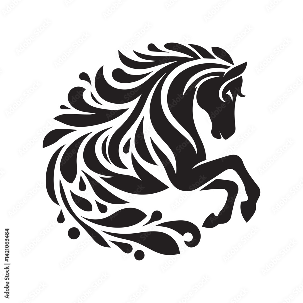 Fototapeta premium create simple black Horse Silhouette Vector with white background 