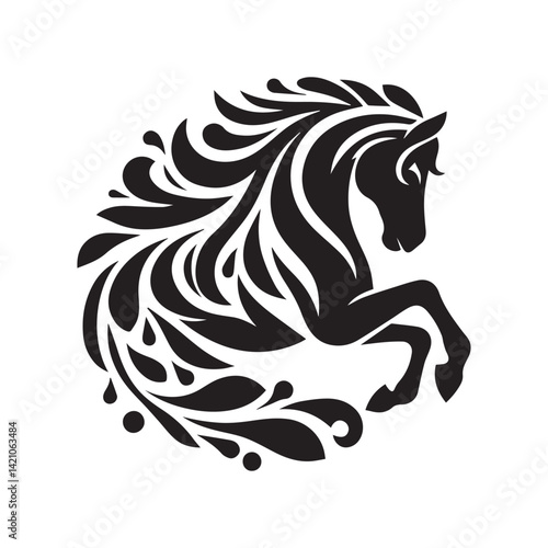 create simple black Horse Silhouette Vector  with white background 