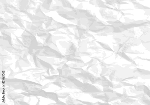 Crumpled paper background. Horizontal, white and clean crumpled paper texture for posters, banners, any designs. Simple white a little wrinkled sheet. Vector illustration