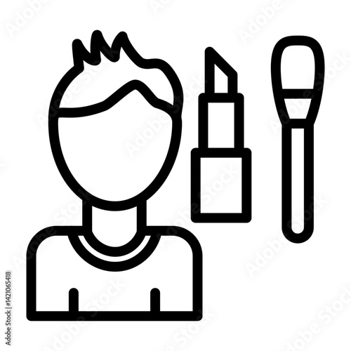 Makeup Artist Vector Line Icon Design
