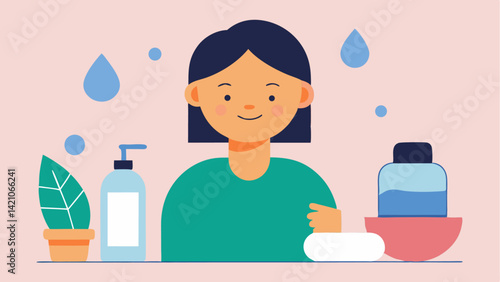 Skincare Illustrations Set Featuring Girls Applying Cream Facial Masks and Beauty Routines in Editable Vector Style for Wellness and Cosmetic Projects
