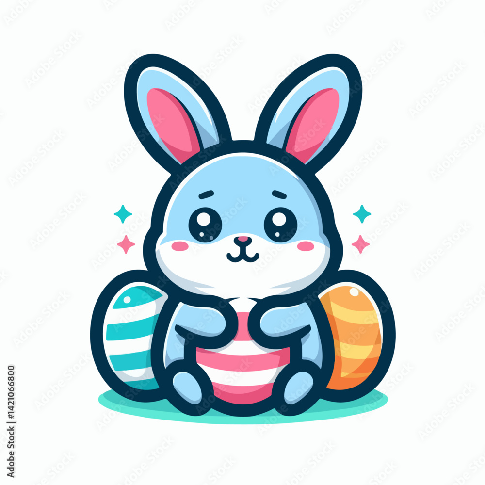 Fototapeta premium flat vector logo of rabbit , cute rabbit vector