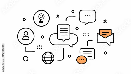 Speaking related line icons set with editable strokes perfect for communication apps online learning and public speaking tools in clean modern vector style