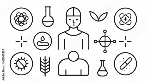 Stem cell research and therapy editable line icon set focused on regenerative medicine biology and innovative solutions