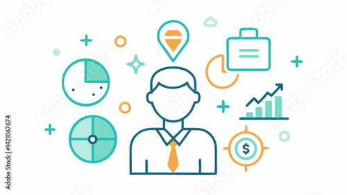 Growth and success vector editable icons set for illustrating business development achievement and leadership strategies